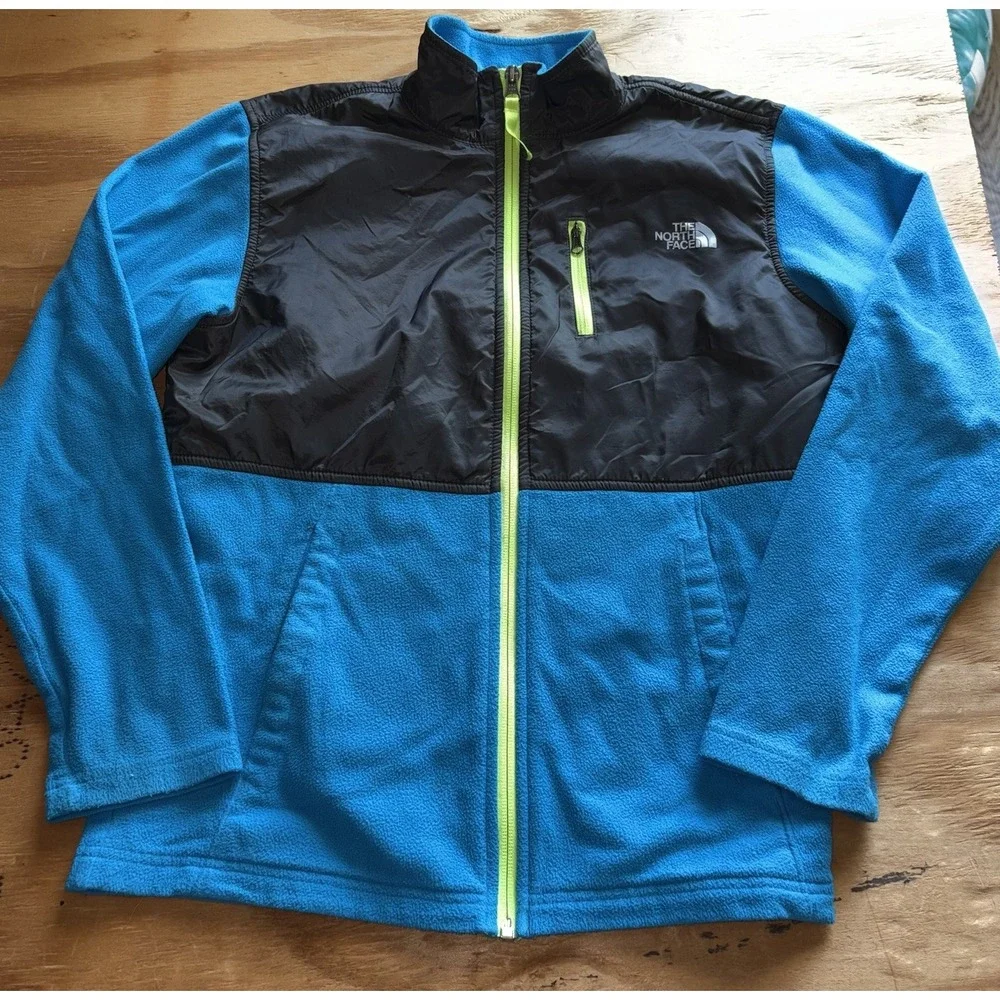 North Face Boys Large 14/16 Blue Full Zip Lightweight Fleece Jacket